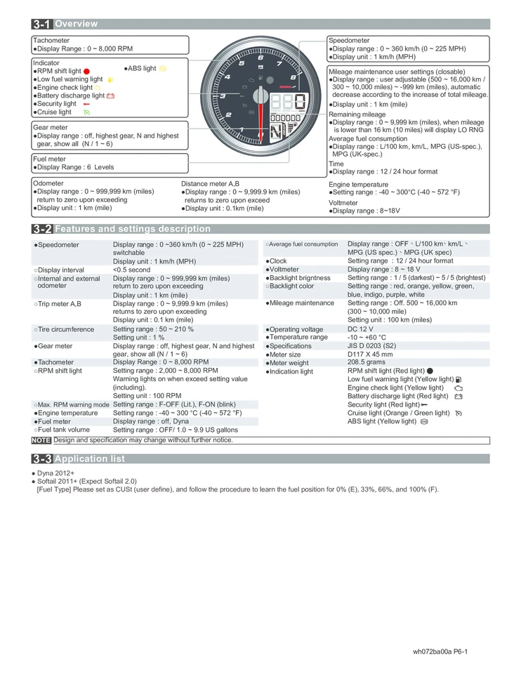 Velocímetro multifunción de 4,5" para modelos H-D montados en tanque con taza de 5" BA072100 Foto 4 de 4