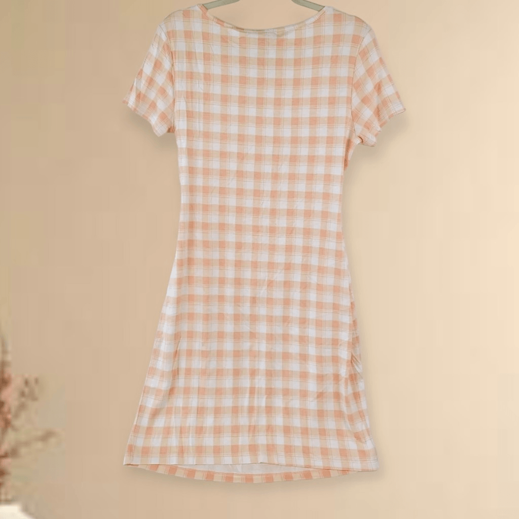 41 hawthorn brigitte knit dress NWT 41 Hawthorn Women's Orange Plaid Brigitte Knit Bodycon Mini Dress Size Large