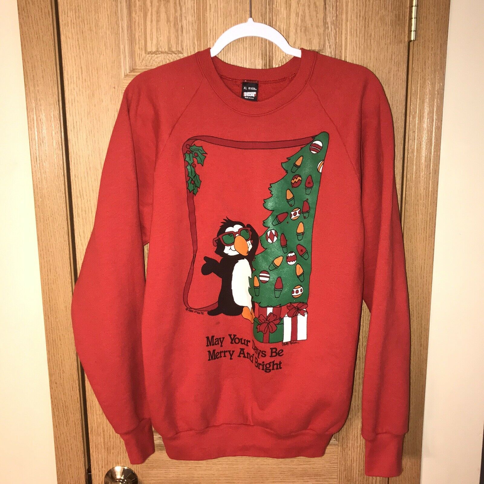 Vintage “May Your Days Be Merry And Bright“ Christmas Sweatshirt XL Rare Unisex
