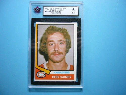 1974/75 O-PEE-CHEE NHL HOCKEY CARD #388 BOB GAINEY ROOKIE RC KSA 5 EX SHARP OPC