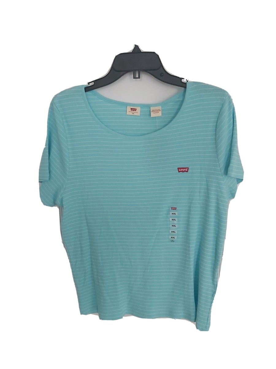 Levi's Women's Blue Striped Short Sleeve T-Shirt Size: XXL