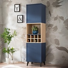 komodee Fondi Mobile Vetrina, per Soggiorno, Style Scandinave, Blu/Legno Chiaro