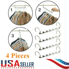 4PCS Wonder Hanger Metal Magic Clothing Closet Hook Space Saver Clothes Hangers