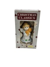 Vintage Christmas Classics Angel Holding Bisque Porcelain Ornament