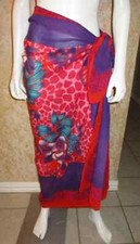 Large Tropical floral Beach cover-up Vintage Long scarf Wrap Shawl 100 cotton