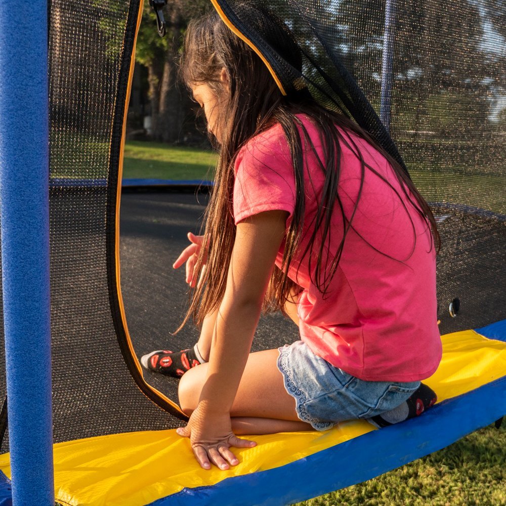 Jumpking Oval 10' X 15' Trampoline, with Two Basketball Hoops, Blue