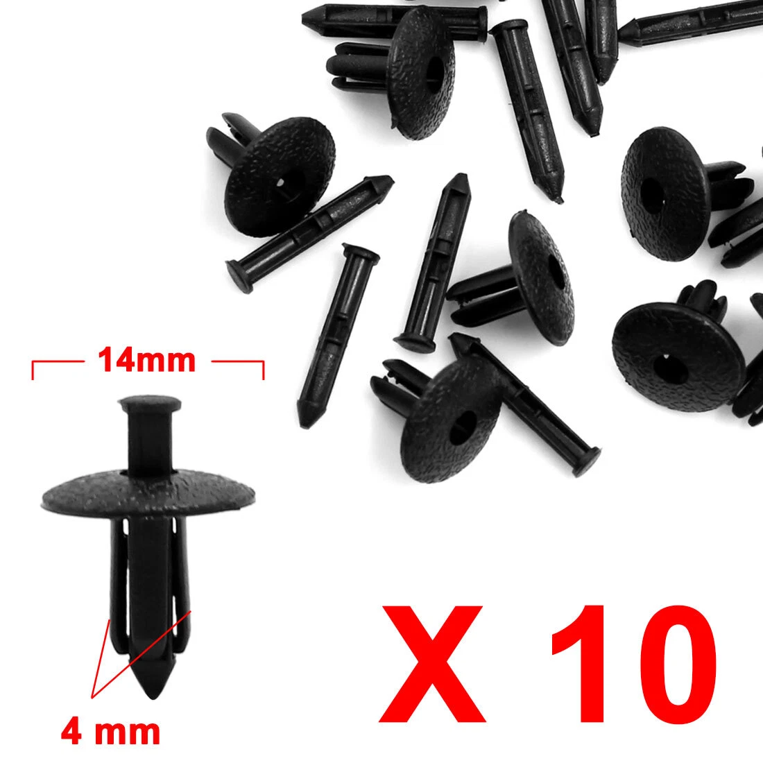 10pcs 4mm Hole Dia Push In Car Door Trim Fender Rivets Retainer Clips Black