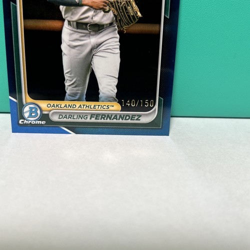 2024 Bowman Chrome Darling Fernandez Blue Refractor #’d /150 Oakland Athletics - Picture 4 of 5