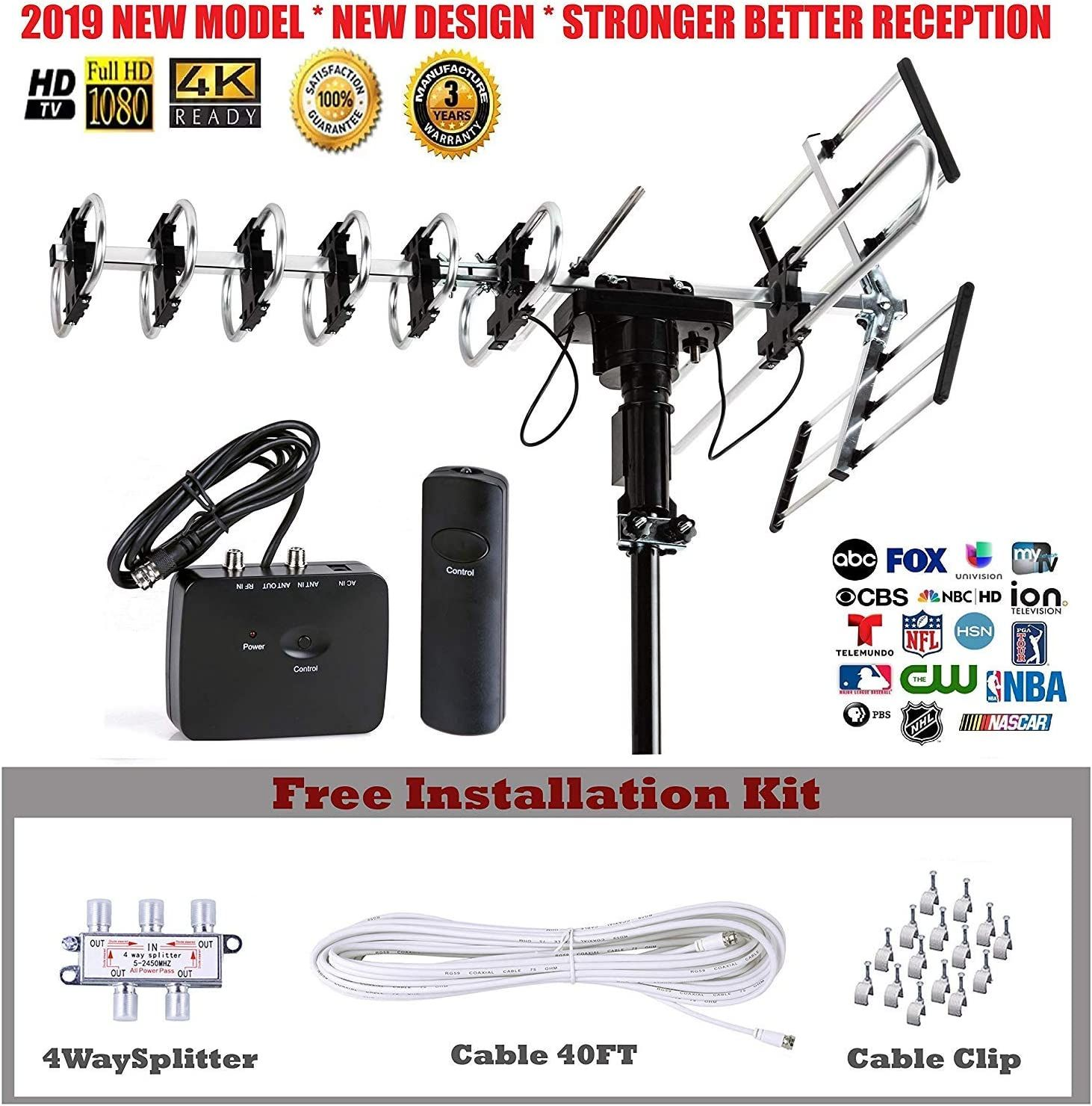 Five Star Outdoor Antenna HD TV Up to 200 Miles Long Range with Antenna