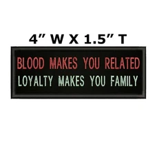 BLOOD MAKES YOU RELATED Embroidered Hook Loop Jacket Vest Patch Funny Biker