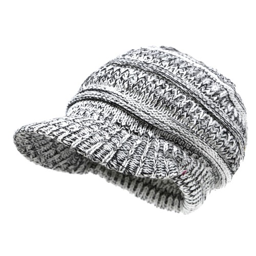 Men Women Winter Visor Beanie Knit Hat Cap Fur Lined Crochet Thick Warm hat - Picture 11 of 11