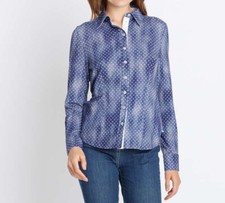 Bluse blau 38 Damen Basic Jersey-Bluse mit Ankerdruck Langarm UVP: 59,99€ 4.446