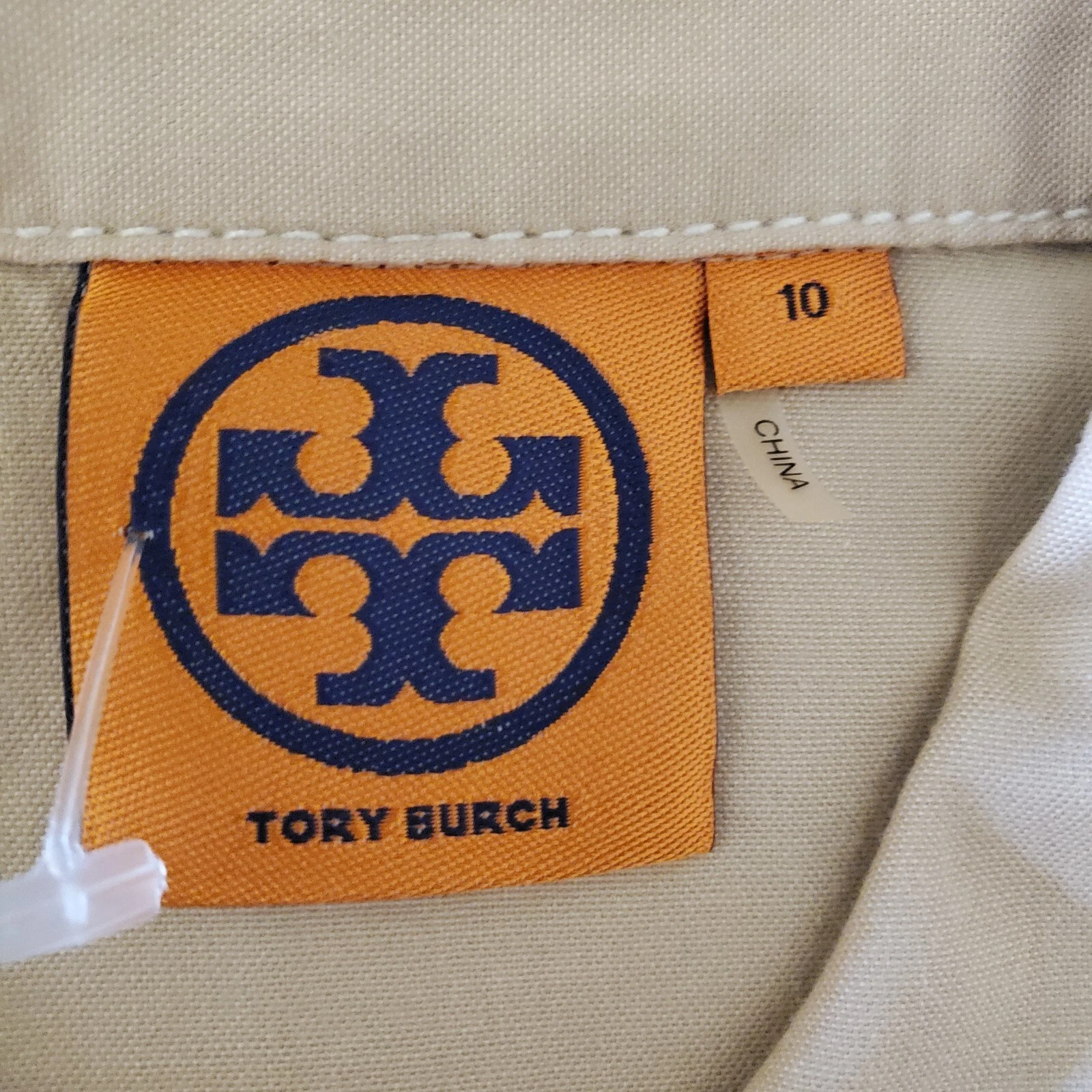 Camicia TORY BURCH cachi 100% cotone abito safari militare taglia 10