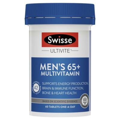 Swisse Men's Ultivite 65+ Multivitamin For Brain & Immune Function 60 Tablets