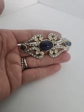 Vintage Art Nouveau Cabochon Glass Brooch