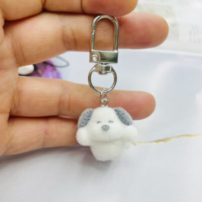 Kawaii 3D Flocking Puppy Keychain Cartoon Little officiel Dog Plush Keyring Bag Pendant