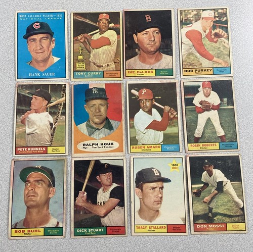 Vintage 1961 Topps Baseball Card Lot (12) Low Grade