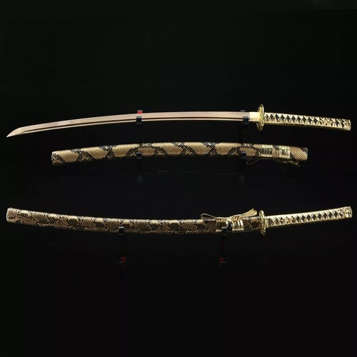 Espada Samurai Forjada a Mano Estilo Serpiente Dorada Katana Real Japón Afilada - Imagen 8 de 8