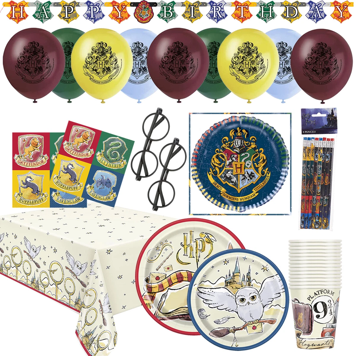 Harry Potter Chibi Friends 60-Piece Party Tableware Set | Cups, Plates,  Napkins