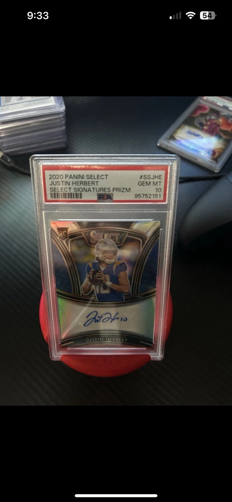 Justin Herbert Panini Select Select Signatures Prizm #SSJHE Base