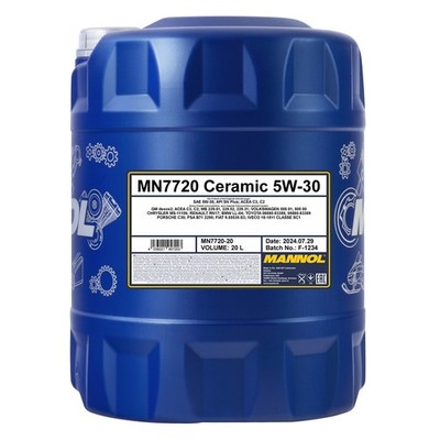 MANNOL 7720 CERAMIC SAE 5W-30 Motoröl ACEA C3, VW 50501, BMW LL-04, 20 Liter