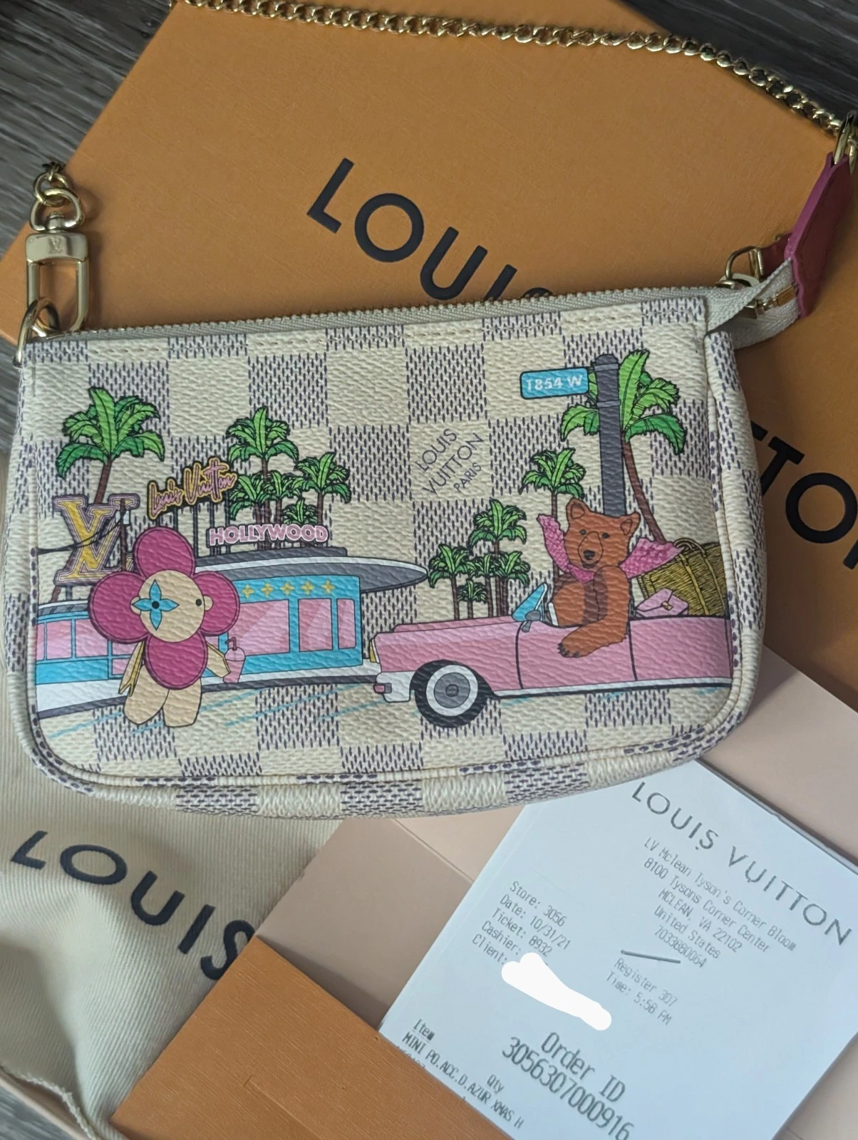 LOUIS VUITTON（LV） Louis Vuitton Damier Azur Mini Pochette 2021 Animazione Natale Hollywood LV