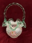 Vintage Fenton Glass Meadow Beauty Hand Painted Basket Signed D. Robinson