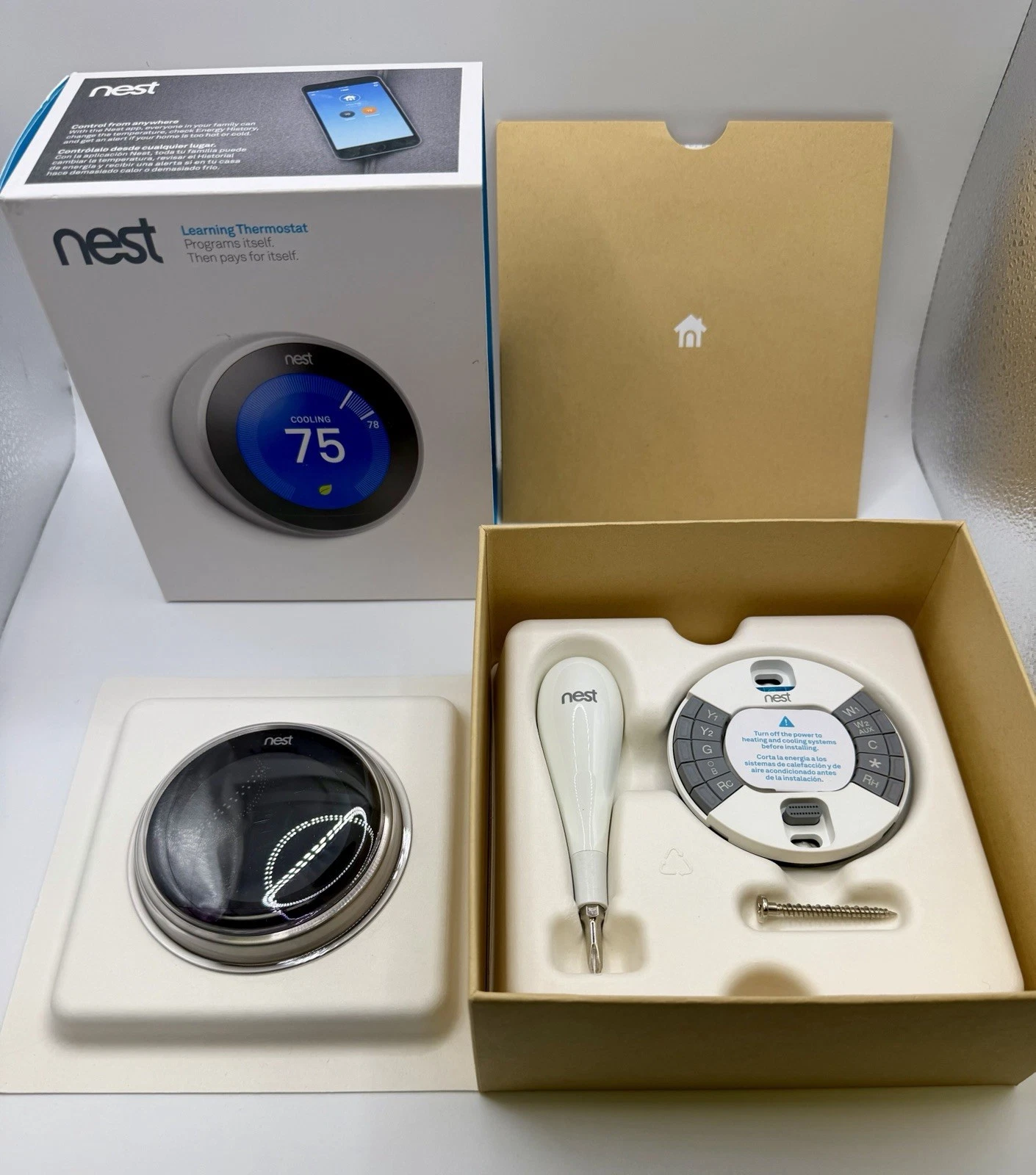 Google Nest 3rd Gen Smart Learning Thermostat - Stainless Steel (T3007ES)
Opens in a new window or t