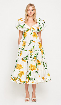 LEO LIN Marguerite Blanche Swan Ruffle Dress