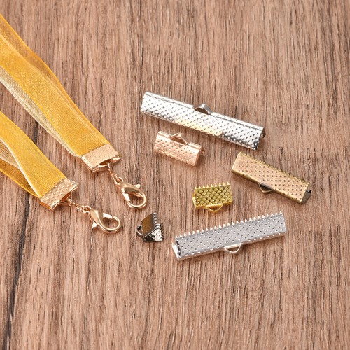 300pcs Ribbon End Crimp Clamps 6mm Cord End Clasp for DIY Craft 6 Colors - Picture 6 of 7