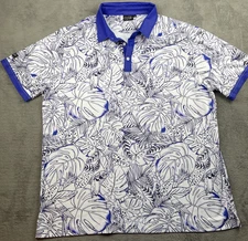 Sunday Swagger Polo Shirt Men’s  2XL  XXL Tropical Palm & Monstera Leaves