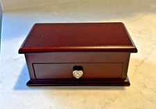 Brighton "It's a Keeper" Mahogany Wood Jewelry Box Flip Top & Drawer 7?x 3.5?x3"