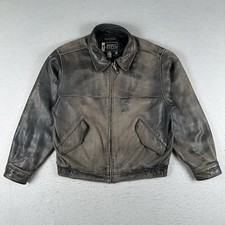 Eddie Bauer Legends Journeyman Bomber Jacket Men's Medium Black Leather Flight