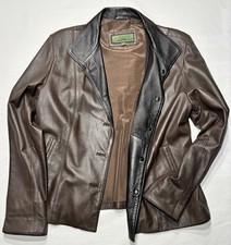Vintage Retro Y2k Mens Hide Park Leather Jacket Size Medium D-brown VGC 0036