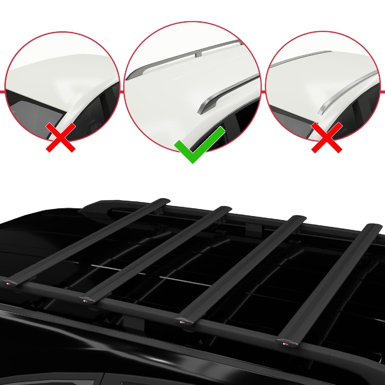 4 Barres de Toit Noires pour Volkswagen T5 Multivan 2003-2015 Modèle Basic