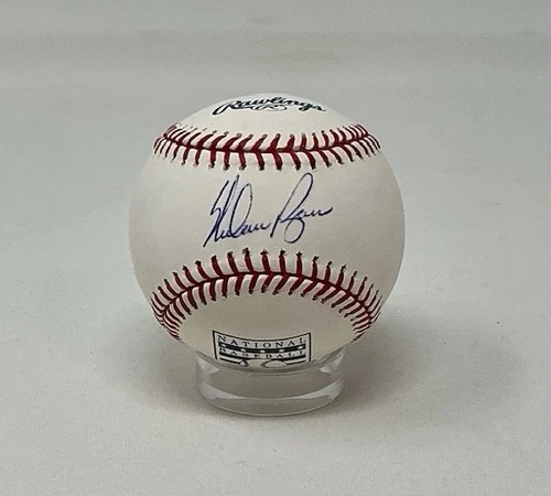 Nolan Ryan Autographed Texas Rangers New York Mets HOF Logo ROML Baseball JSA