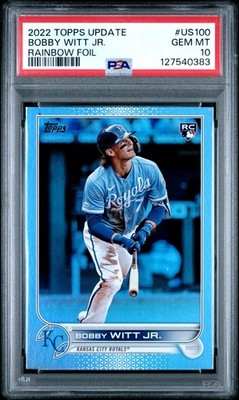 2022 Topps Update BOBBY WITT JR. Rainbow Foil Rookie Card #US100 PSA 10 Royals