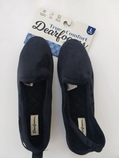 Dearfoams Women's Rachel Velour Closed Back House Slipper - Black Size L New