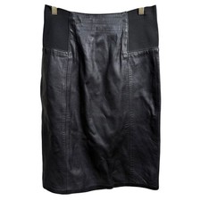 Vintage Leathers by Toby Black Leather Pencil Skirt Made in USA Size 6