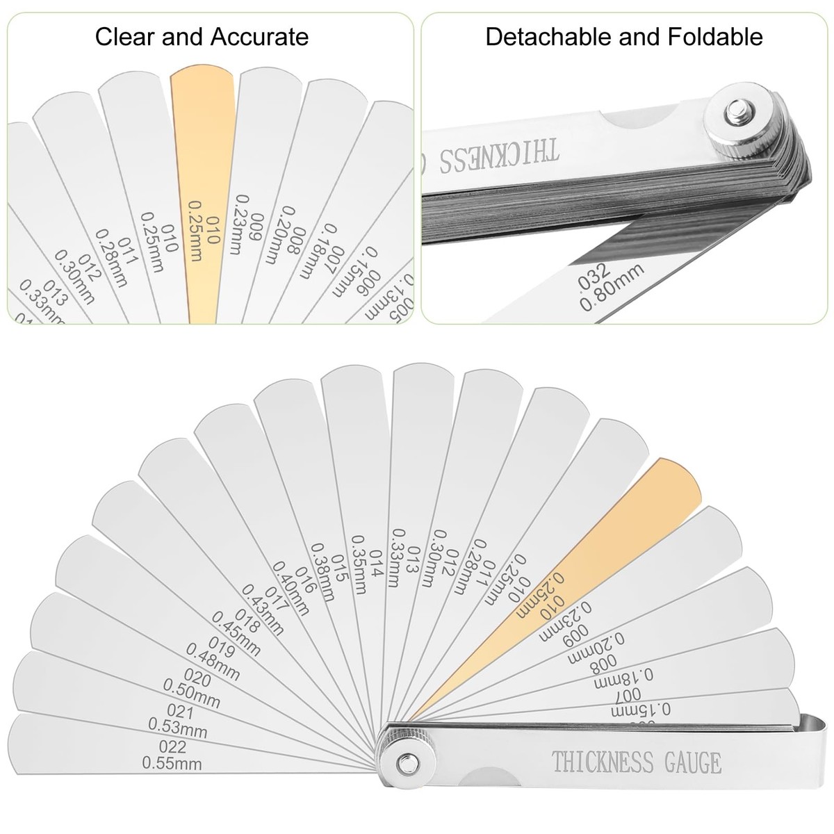 32-Blade Valve Clearance Gauge Set – Stainless Steel Feeler Gauges, 0.8 Oz