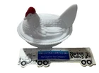 Vintage Westmoreland Hen On Nest Milk Glass Red Comb 5.5 In Split Tail
