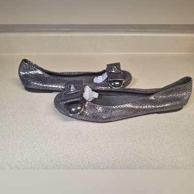 Stuart Weitzman Silver Snakeskin Ballet Flats