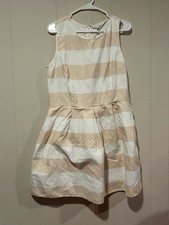 Gap Designed And Crafted Pink Cream Striped Dress Size 12 Pockets Sleeveless