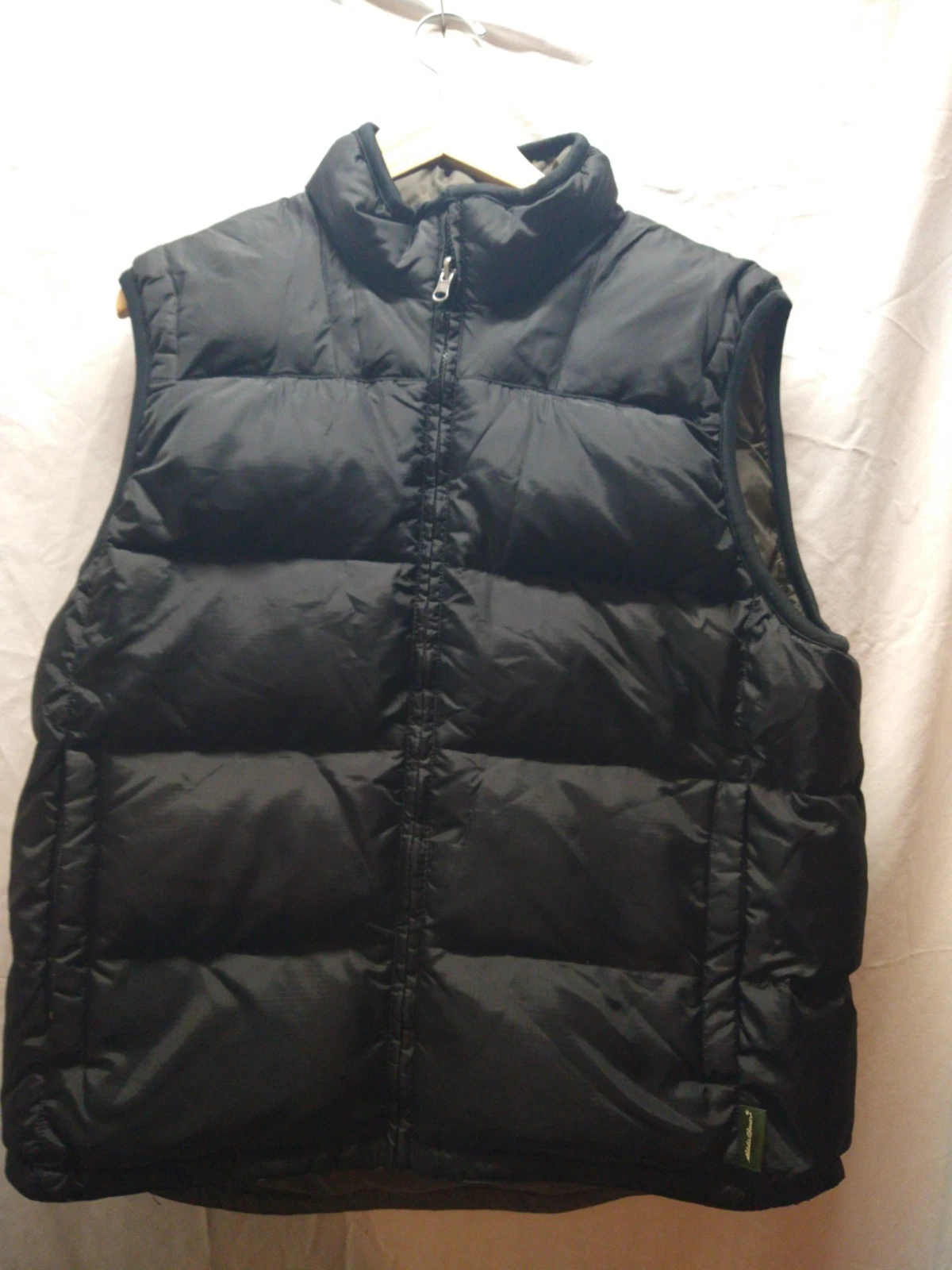 Eddie Bauer Puffer Vest Mens Medium Reversible Premium Goose Down Full Zip