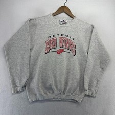 Vintage Detroit Red Wings Sweatshirt Youth Boys large Gray Crewneck Embroidered