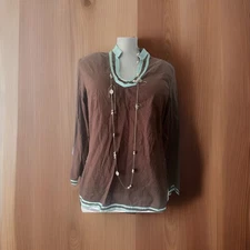 For The Republic Women Long Sleeve Blouse Top Shirt Size xLarge  dark brown