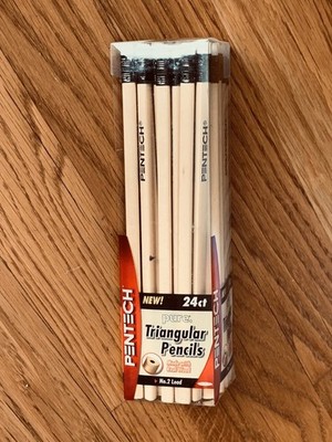 Pentech Unsharpened Triangular Pencils - No. 2 Lead - Real Wood Lot of 24 - 2006