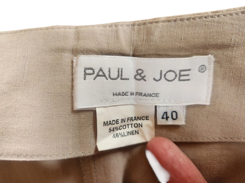 Falda envolvente asimétrica beige Paul & Joe lino algodón hecha en Francia talla 40 Foto 3 de 4