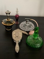 Vintage Set 4St.Parf&uuml;mflakons mit versilberter Haarb&uuml;rste