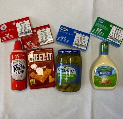 4 Novelty  Food Christmas Ornaments whipped cream, Cheez-Its, pickles, ranch